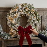 24IN Pre Lit Snowy Sheffield Spruce Wreath with Smart Twinkly LED Lights