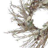 24IN Pre Lit Alpine Snow Lump Wreath with Warm White LED Lights & Remote