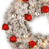 Pre-Lit 30 in. Snowy Bristle Pine Christmas Wreath with Warm White LED Lights