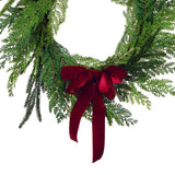 24IN Christmas Cottage Wreath with Dark Red Bow