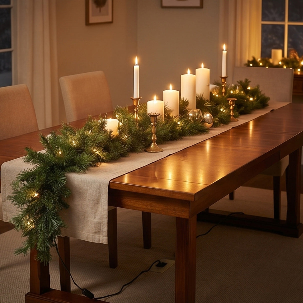 9FT Winchester Pine Pre-Lit Christmas Garland with Clear Lights