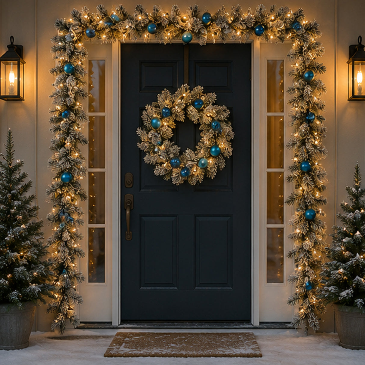 Pre-Lit Snowy Tinkham Pine Garland with Warm White LED Lights, 9 Foot