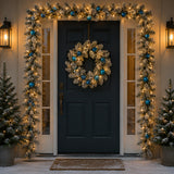 Pre-Lit Snowy Tinkham Pine Garland with Warm White LED Lights, 9 Foot