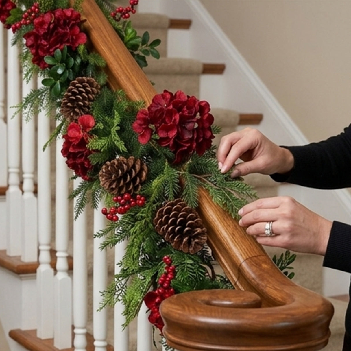 Pre-Lit Vienna Waltz Decorated Garland with Warm White LED Lights, 9 Foot