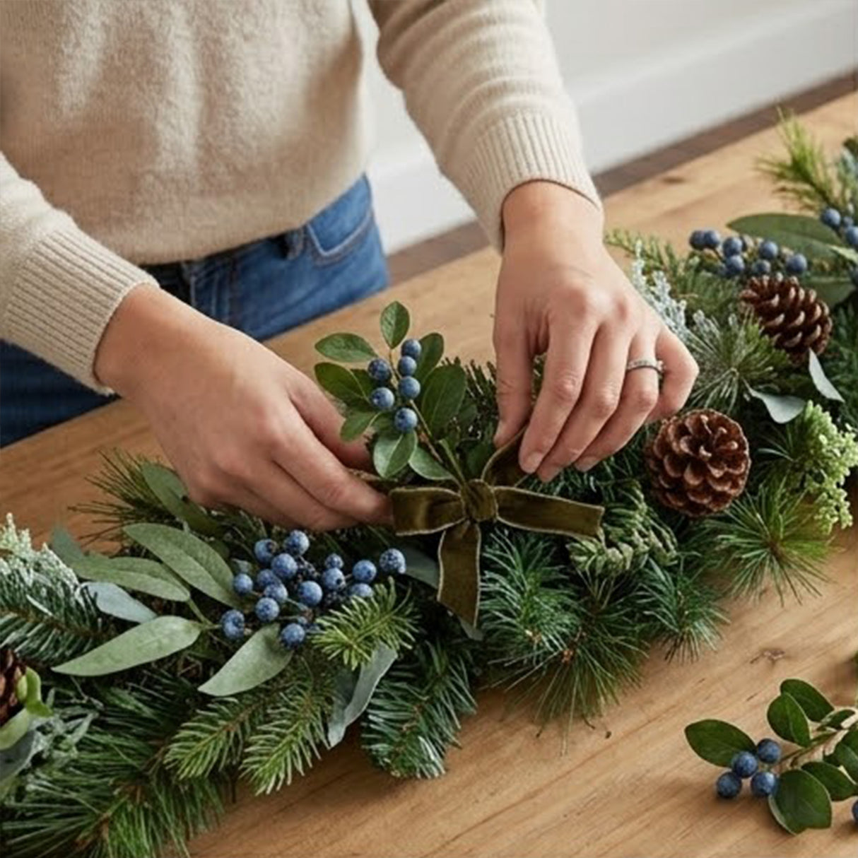 Blueberry Fields Garland, 6 Foot Decorative Christmas Garland