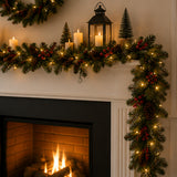 Pre-Lit Crestwood Spruce Garland with Warm White LED Lights, 9 Foot