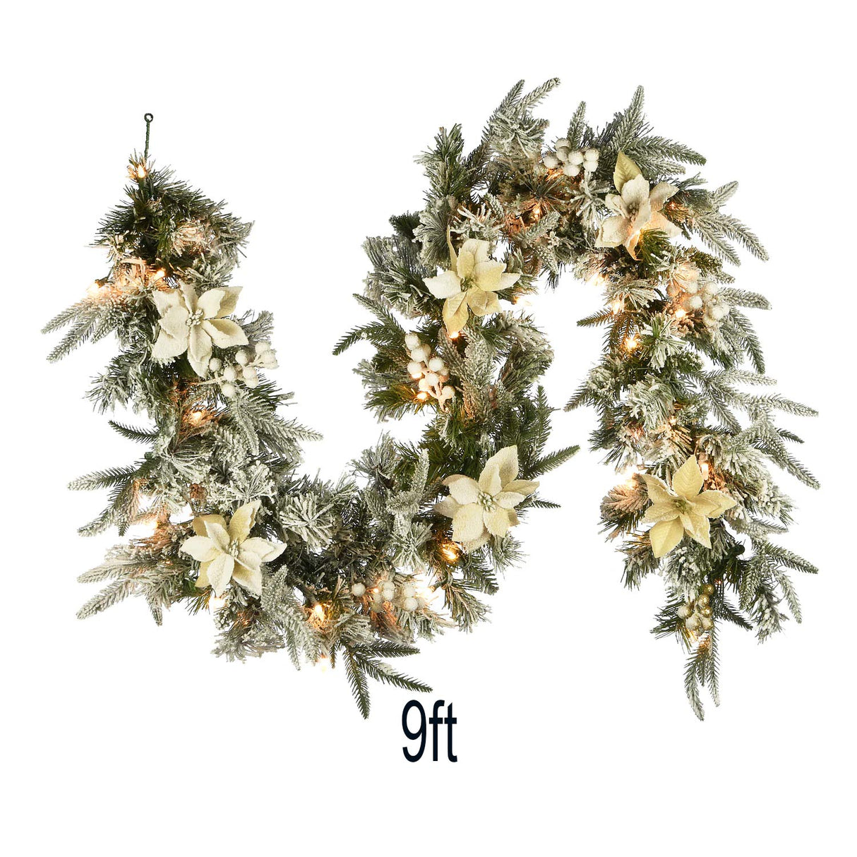 Pre-Lit Colonial Fir Garland with Clear Lights, 9 Foot (Plug-In)