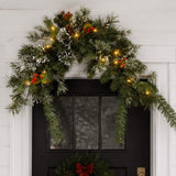 Pre-Lit Wintry Pine Mailbox Swag with Warm White LED Lights, 36 Inch