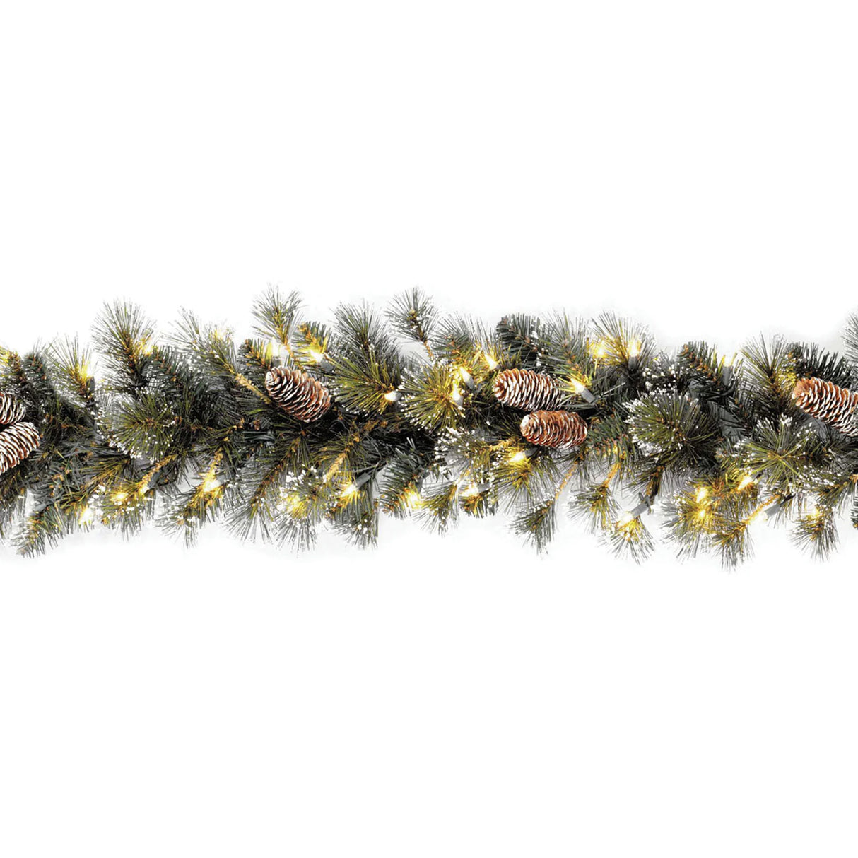 Pre-Lit Glittery Pine Garland with Clear Lights, 9 Foot