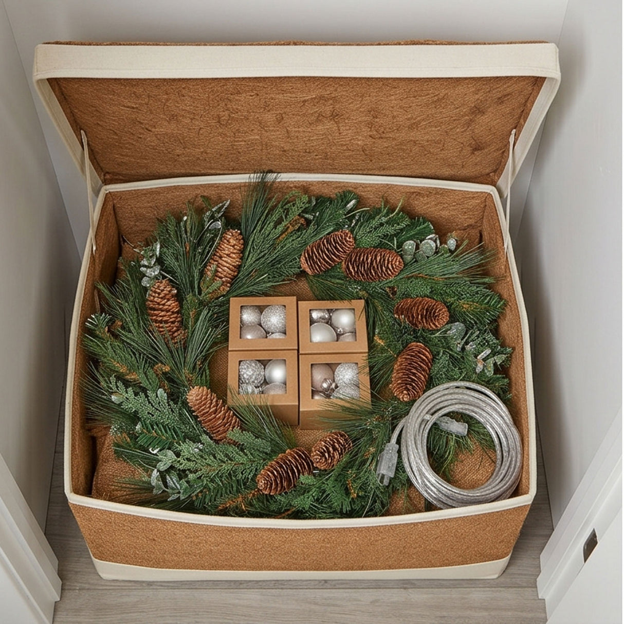 Pre-Lit North Conway Christmas Wreath with Clear Lights & Eucalyptus, 30 Inch