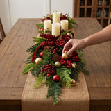 Christmas Joy Teardrop Swag with Red Berries & Bow, 28 Inch Door Decor