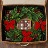 Christmas Classic Garland with Red Berries & Bow, 6 Foot
