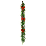 Christmas Classic Garland with Red Berries & Bow, 6 Foot