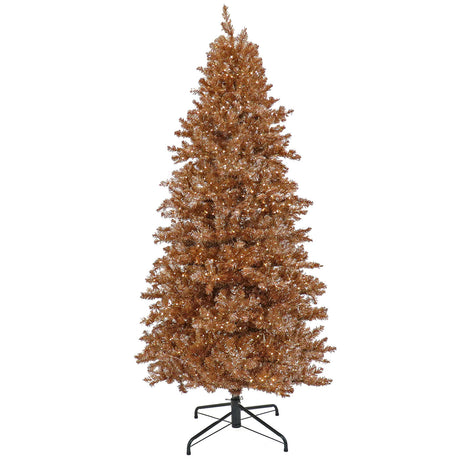 9ft. Pre-Lit Rose Gold Metallic Christmas Tree With White LED Lights
