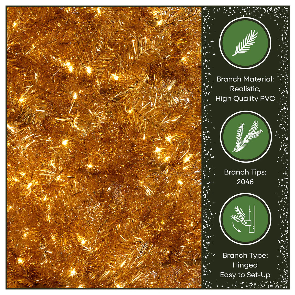 9ft Pre-Lit Gold Metallic Christmas Tree with LED Infinity Lights
