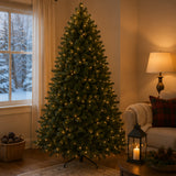 9ft Pre-Lit Downswept Douglas Fir Christmas Tree with Dual Color LED Lights