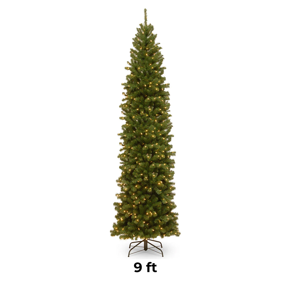 9ft Pre-Lit North Valley Spruce Pencil Slim Christmas Tree with Clear Lights