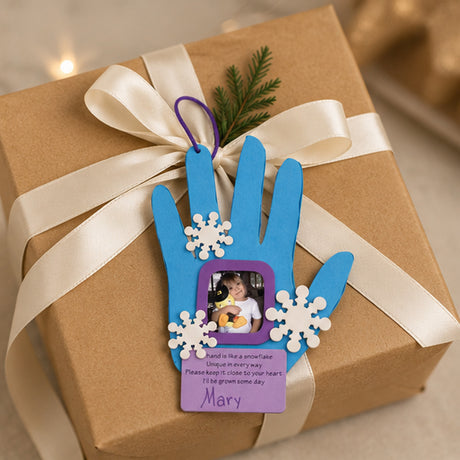 Handprint Snowflake Picture Frame Ornament Craft Kit 12 Pack