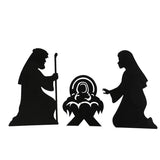 Silhouette Nativity Outdoor Yard Sign Set 3 Pc Christmas Decor