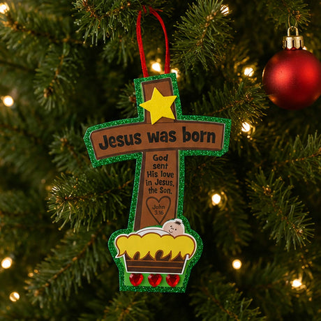 Jesus Was Born Christmas Ornament Craft Kit 12 Pc DIY Foam
