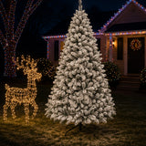 Snow Flocked Artificial Pine Christmas Tree with Foldable Metal Stand
