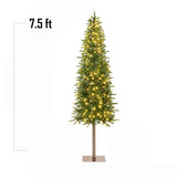 Pre Lit Artificial Alpine Slim Pencil Christmas Tree with LED Lights Stand