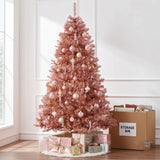Prelit Pink Artificial Tinsel Christmas Tree with Foldable Stand