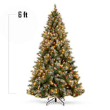 Pre Lit Christmas Pine Tree with Pine Cones Berries Flocked Branches