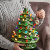 Pre Lit Ceramic Tabletop Christmas Tree with Lights 15 Inch