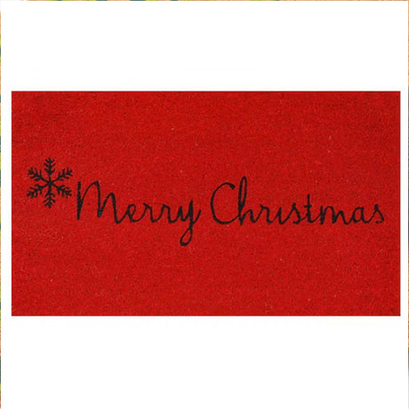 Red Merry Christmas Coir Door Mat 17x29 Inch Holiday Welcome Mat