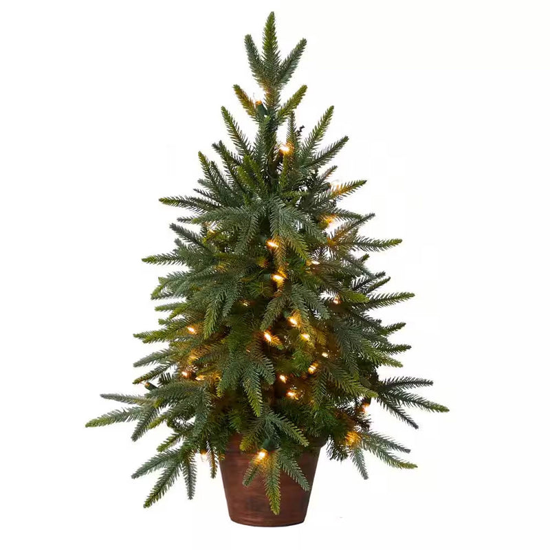 2.5 Ft Artificial Christmas Tree with Copper Planter and Clear Lights