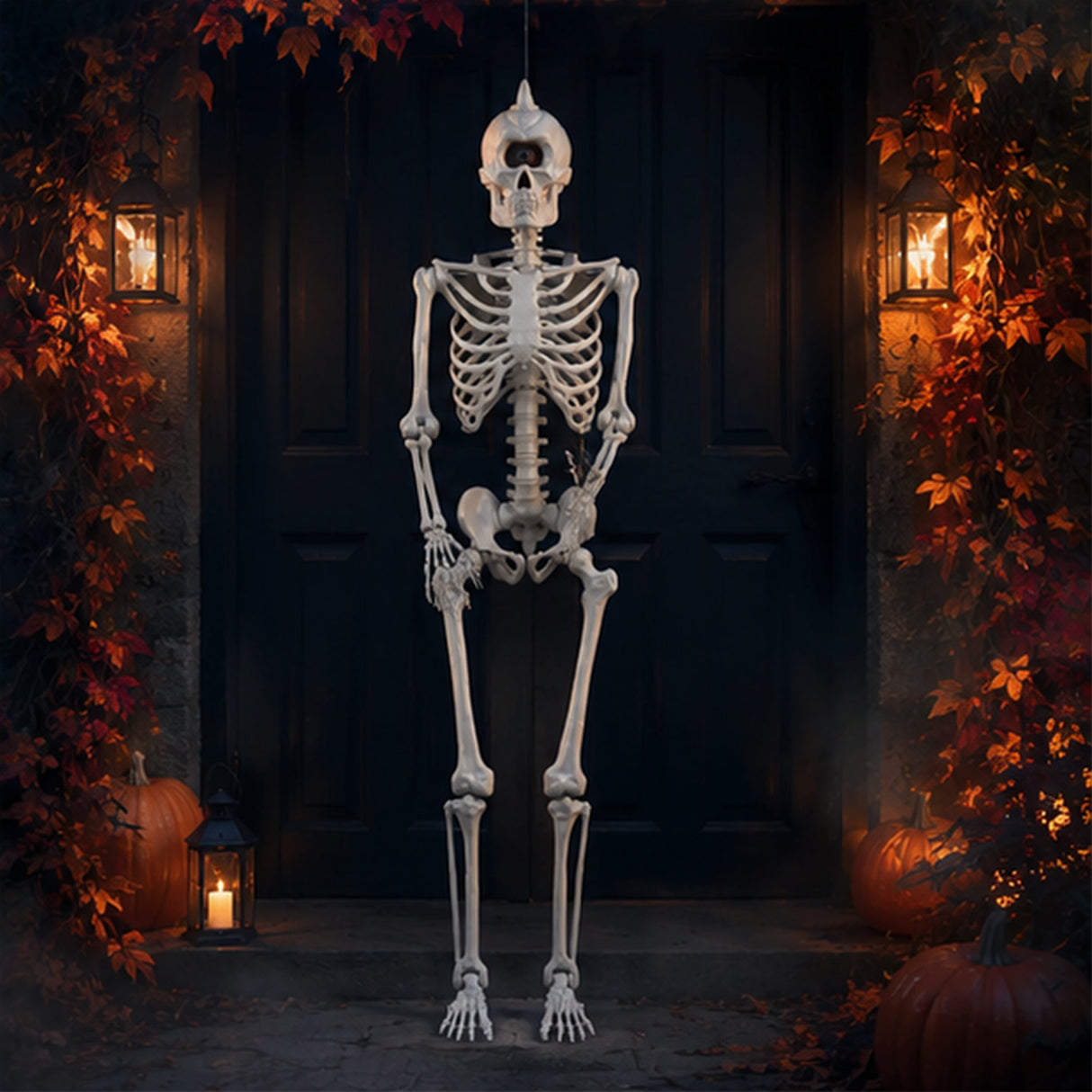 5 ft Life-Size Cyclops Skeleton Halloween Decoration (Posable Plastic Prop)