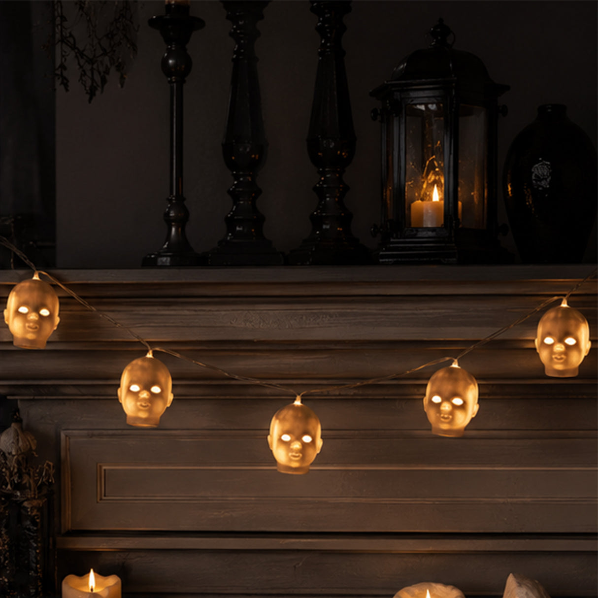 Doll Head String Lights Halloween Decoration (40" Light String)