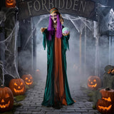 6 Ft Animated Standing Fortune Teller Witch Halloween Decoration