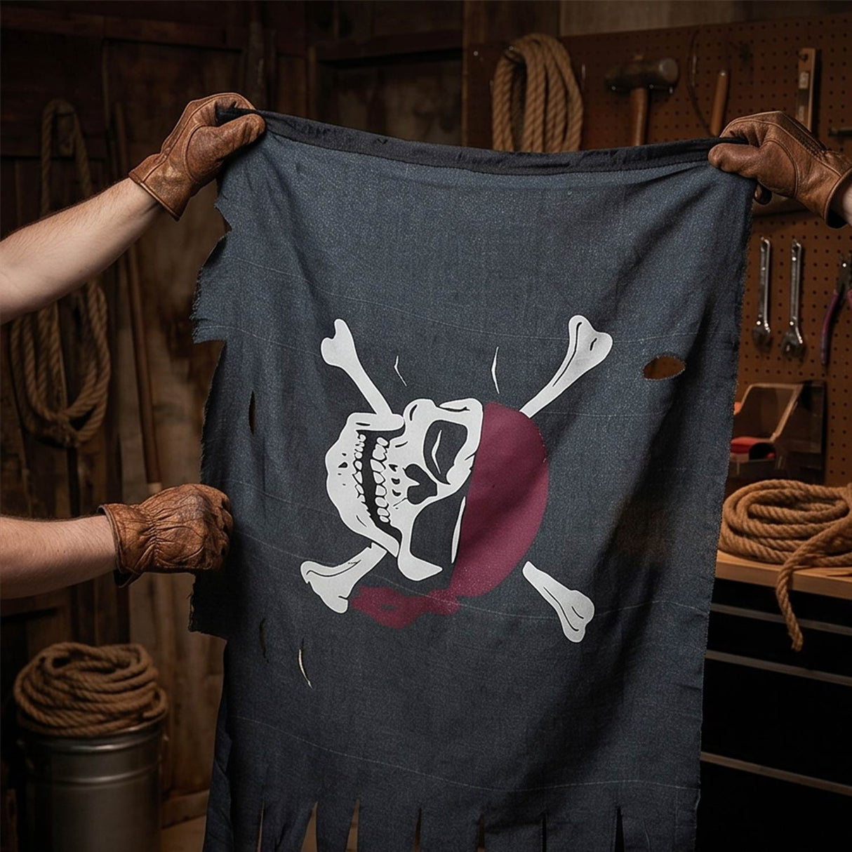 44" x 28" Large Creepy Cloth Pirate Flag Halloween Decoration