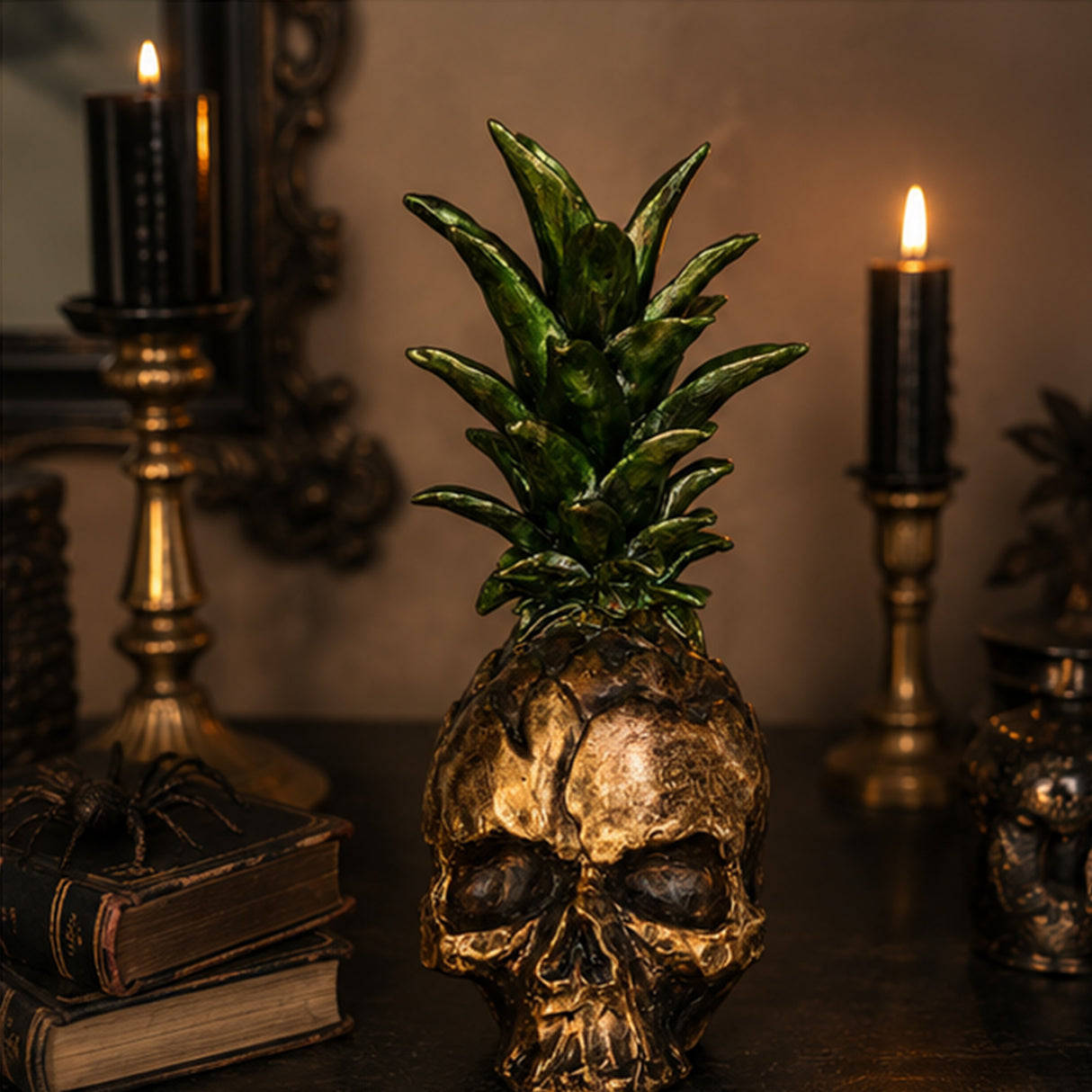 14 in. Halloween Pineapple Skull Tabletop Decoration