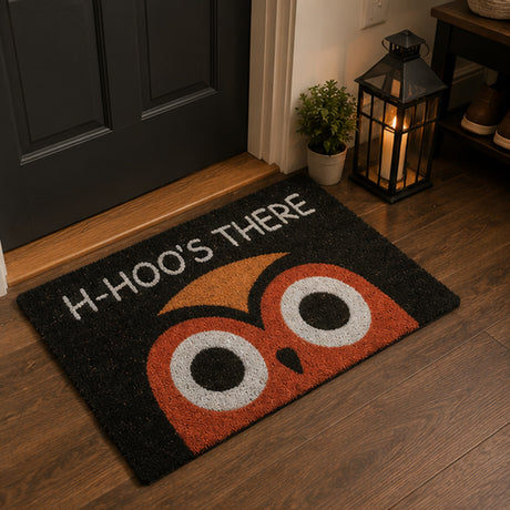 30IN Halloween “WHO’S THERE” Owl Doormat Decoration