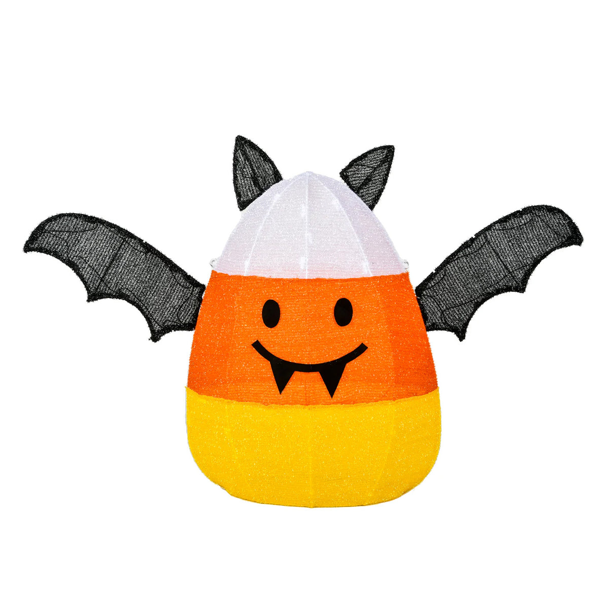 27 in. Halloween Candy Corn Bat Outdoor Lawn Decoration with LED Lights Plug-In