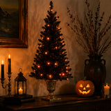4 ft. Black Entrance Tree with String of Orange Lights Plug-In