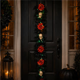 6 ft. Halloween “Boo-tiful” Garland with Orange Dahlia Flowers, White Skulls & LED Lights