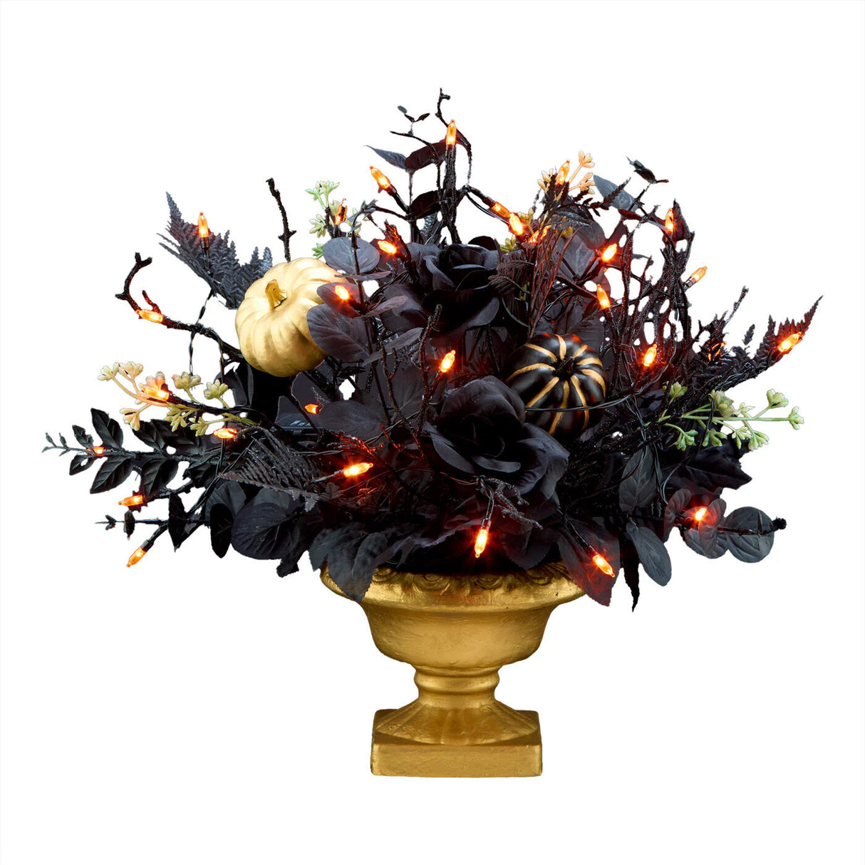 16 in Black Gold Chic Eek Halloween LED Centerpiece Decor