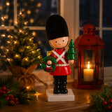 11IN Christmas Soldier Figurine with Wreath and Tree Holiday Tabletop Decor