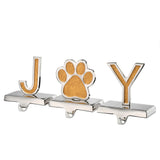 5IN 3-Piece Gold Sparkle JOY Paw Print Stocking Holders