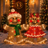 35IN Pre-Lit Gingerbread Cookie Couple Christmas Decoration Set