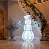 48IN Pre Lit Iridescent Snowman with Cool White LED Lights