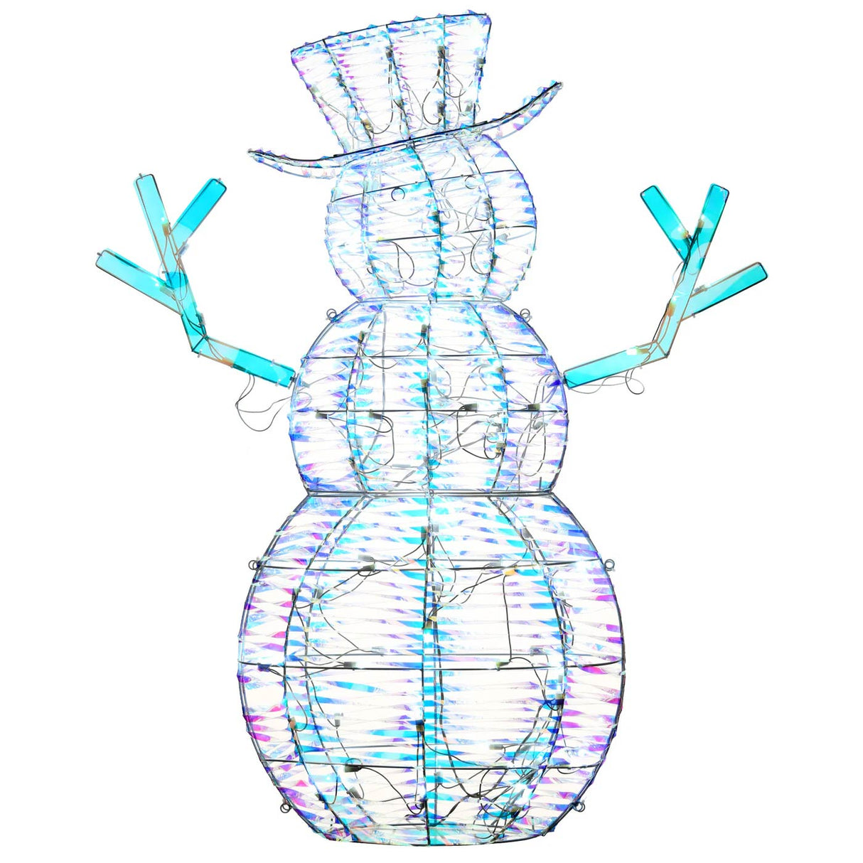 48IN Pre Lit Iridescent Snowman with Cool White LED Lights