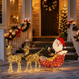 34 in. Santa and Reindeer with Clear Lights
