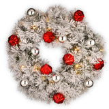 Pre-Lit 24 in. Snowy Bristle Pine Christmas Wreath with Warm White LED Lights