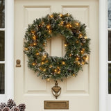 Pre-Lit 24 in. Glittery Bristle Pine Christmas Wreath with 50 Clear Lights