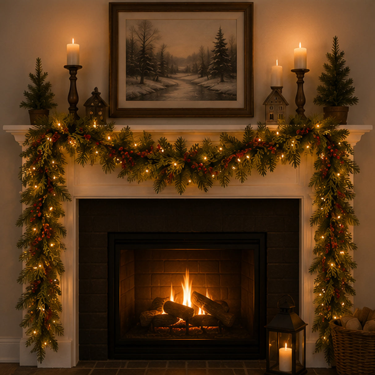 Pre-Lit Classical Collection Garland with Clear Lights, 9 Foot (Plug-In)